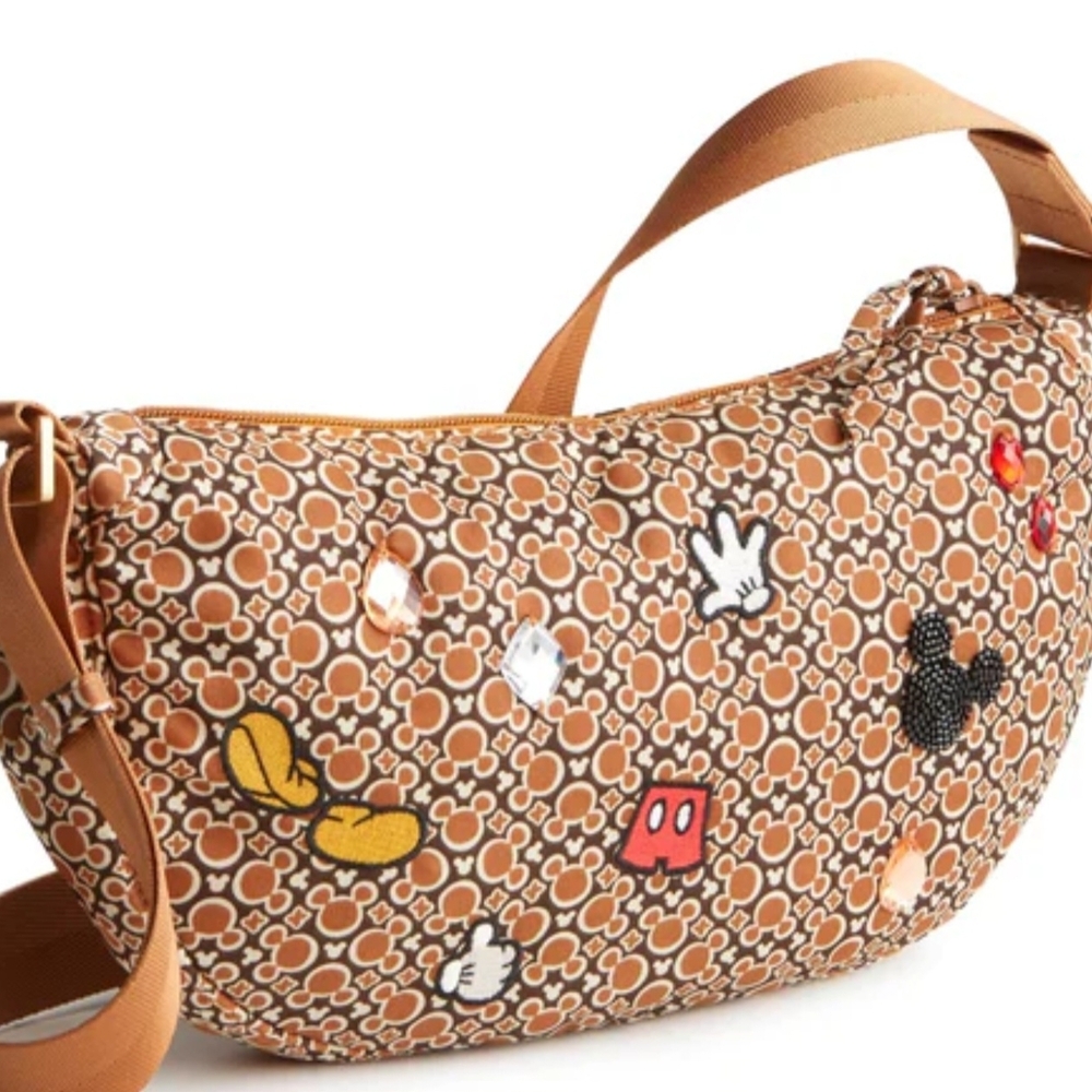 Vera Bradley Brown Springbrook Sling Mickey Mouse Crossbody Bag in NYLON NWT.